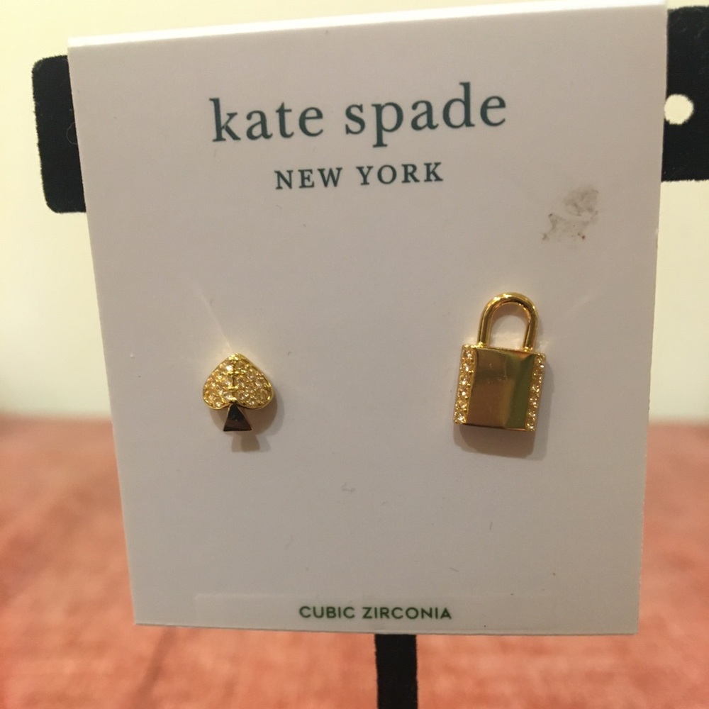 NWT Kate Spade ♠️ lock and spade earrings